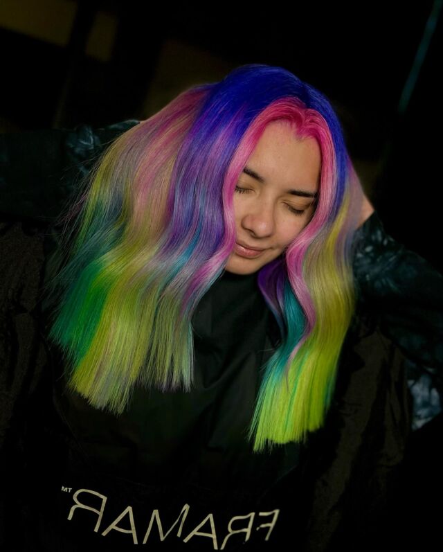 Vivid hair color by @hairousal 

Looking for a big change in your life? Give us a call or book now on our profile to schedule your next hair color appointment!

#dangerjones #dangerjonescreative #hairousal #rainbowhair #holohair #vividhaircolor #neonhair #behindthechair #lahairstylist #losangeleshairstylist #shermanoakssalon #shermanoakshairstylist